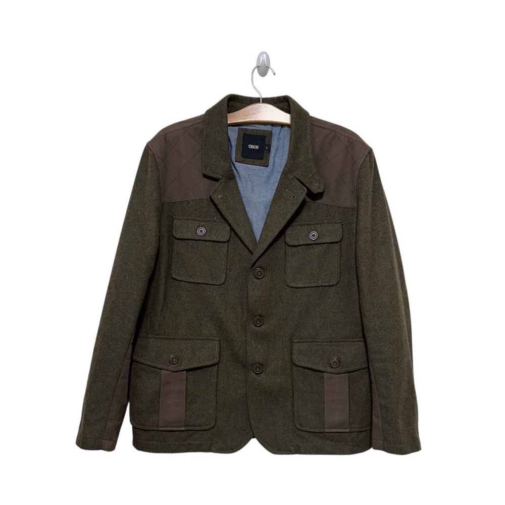 ASOS Camo Green Military Two-Tone Jacket Size Large